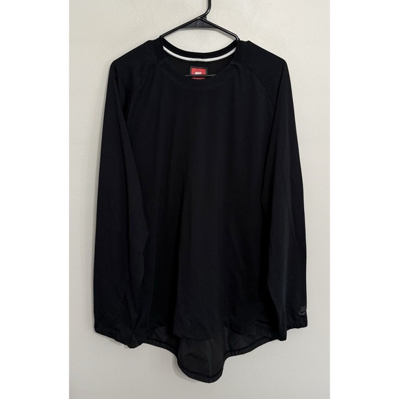 Nike Men's XL Tech Fleece Black Bonded Long Sleeve Athletic Training Shirt - Picture 2 of 7